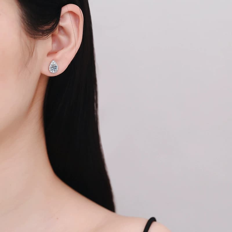 Luna Series · Pear-Cut Solitaire Stud Earrings — 925 Sterling Silver — image 2