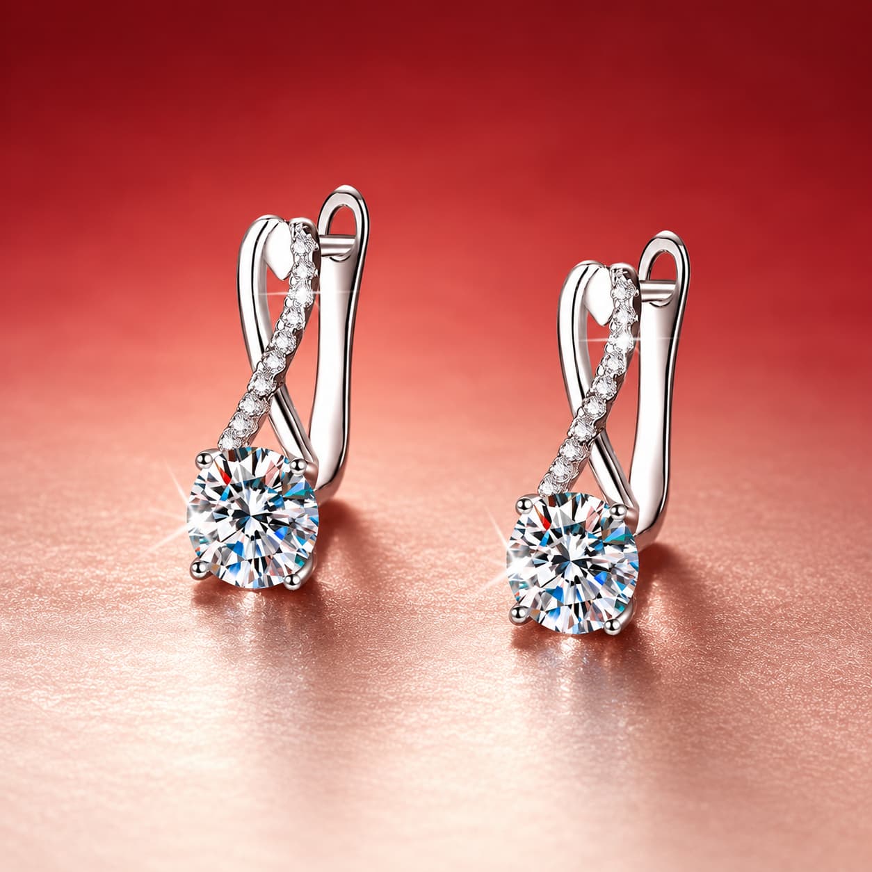 Luna Series · Figure-Eight Stone-Drop Earrings — 925 Sterling Silver — image 1