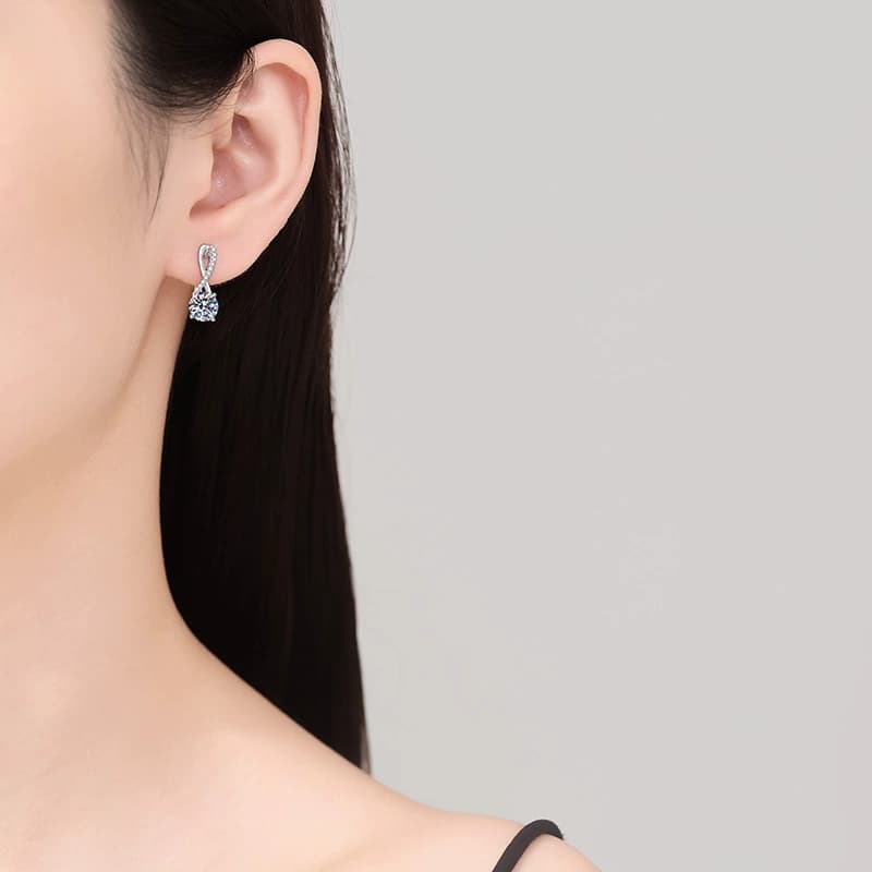 Luna Series · Figure-Eight Stone-Drop Earrings — 925 Sterling Silver — image 2