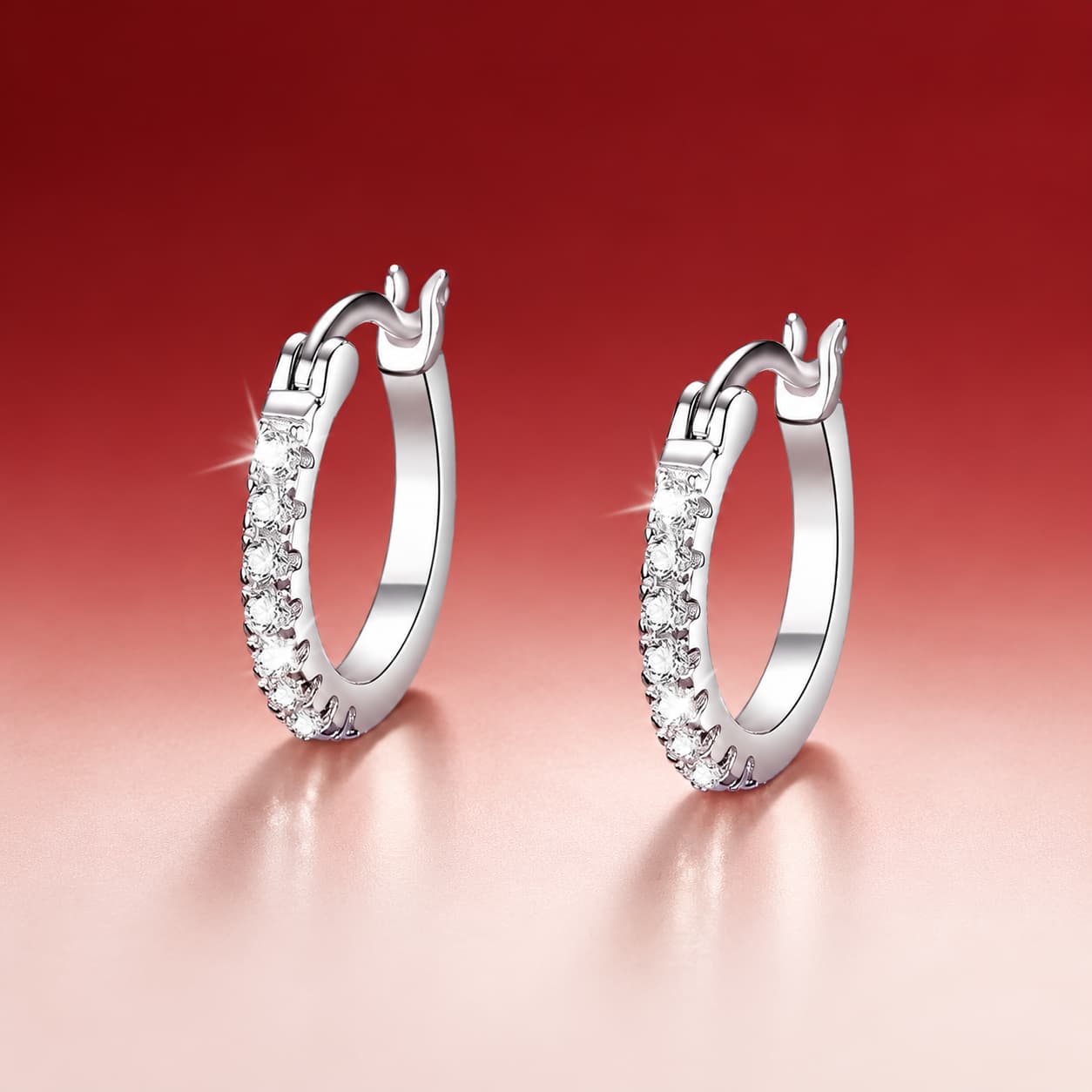 Luna Series · Pavé Huggie Hoop Earrings — 925 Sterling Silver — image 1