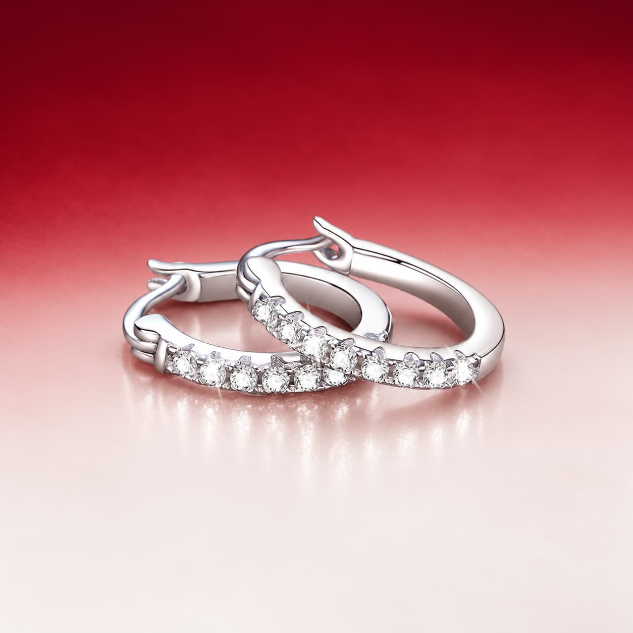 Luna Series · Pavé Huggie Hoop Earrings — 925 Sterling Silver — image 3