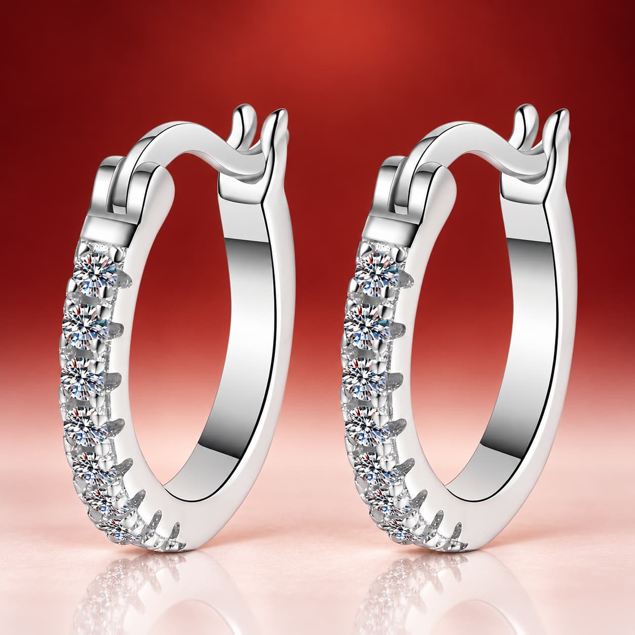 Luna Series · Pavé Huggie Hoop Earrings — 925 Sterling Silver — image 4