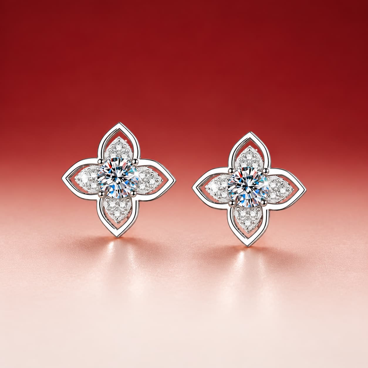 Luna Series · Clover Halo Stud Earrings — 925 Sterling Silver — image 1