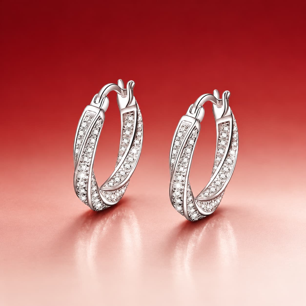 Luna Series · Möbius Pavé Huggie Earrings — 925 Sterling Silver — image 1