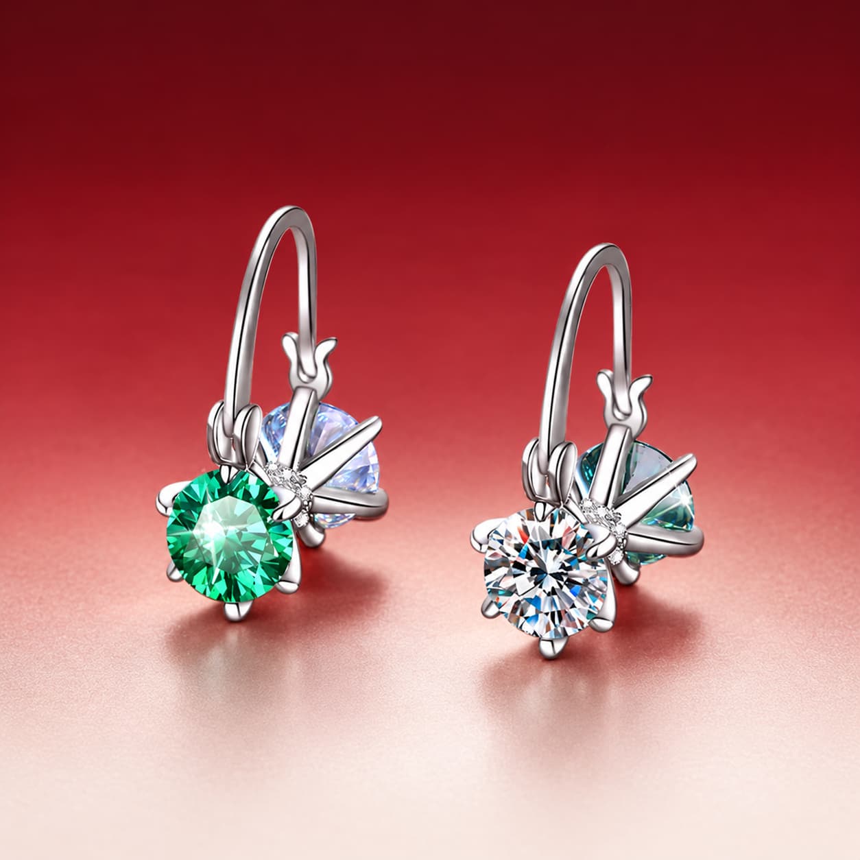 Luna Series · Starburst Accent Drop Earrings — 925 Sterling Silver — image 1
