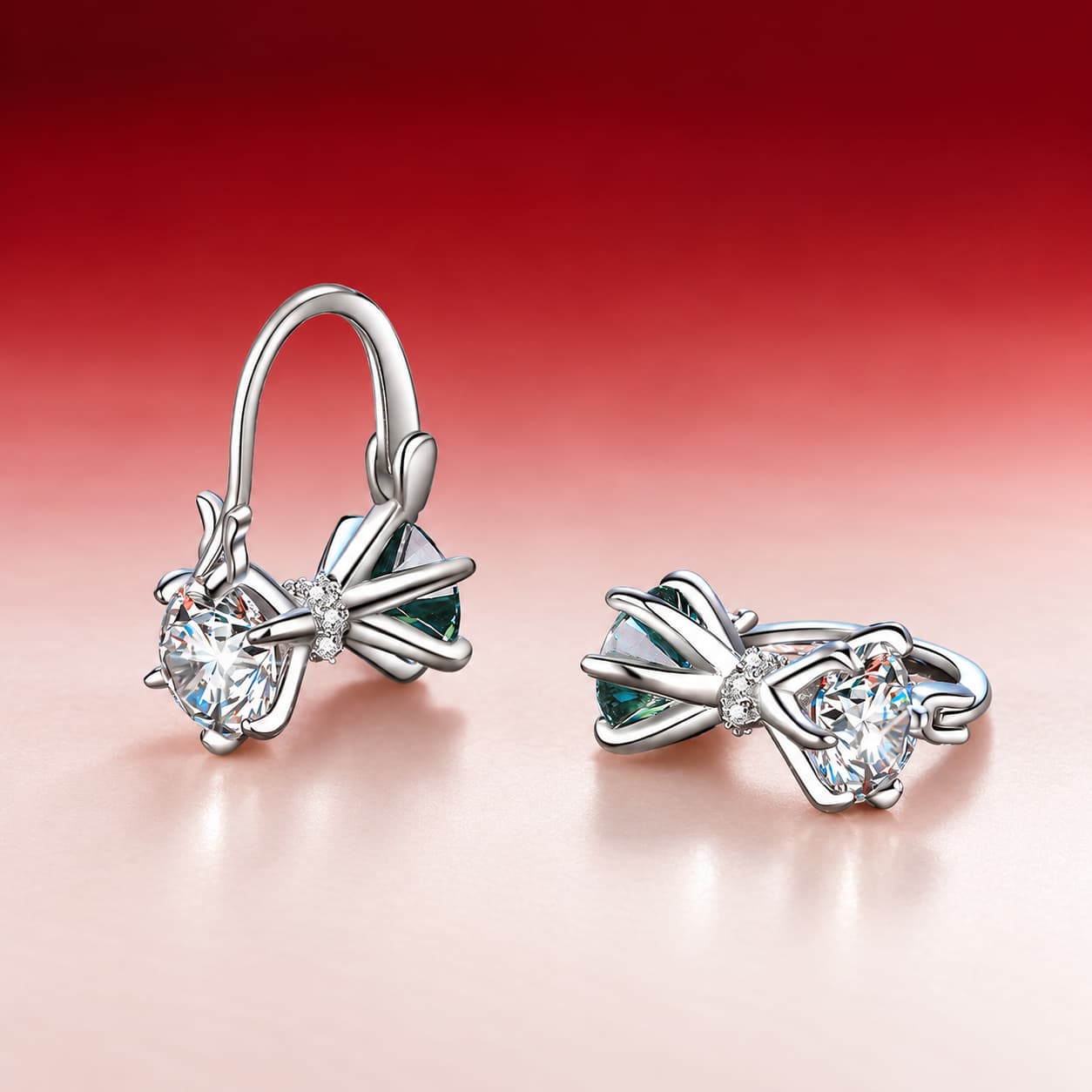 Luna Series · Starburst Accent Drop Earrings — 925 Sterling Silver — image 3