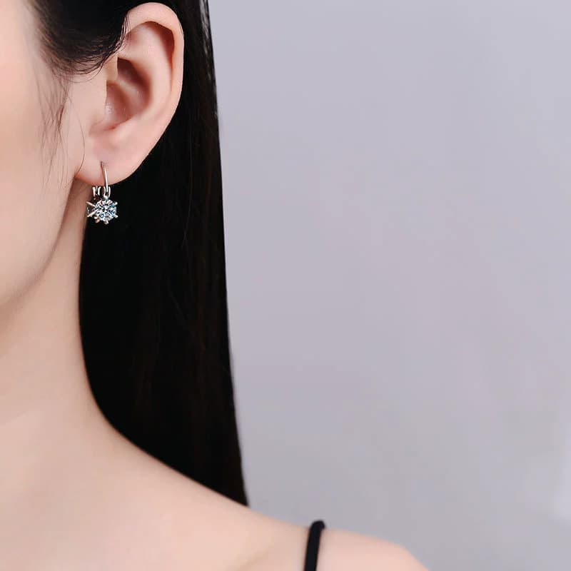 Luna Series · Starburst Accent Drop Earrings — 925 Sterling Silver — image 2