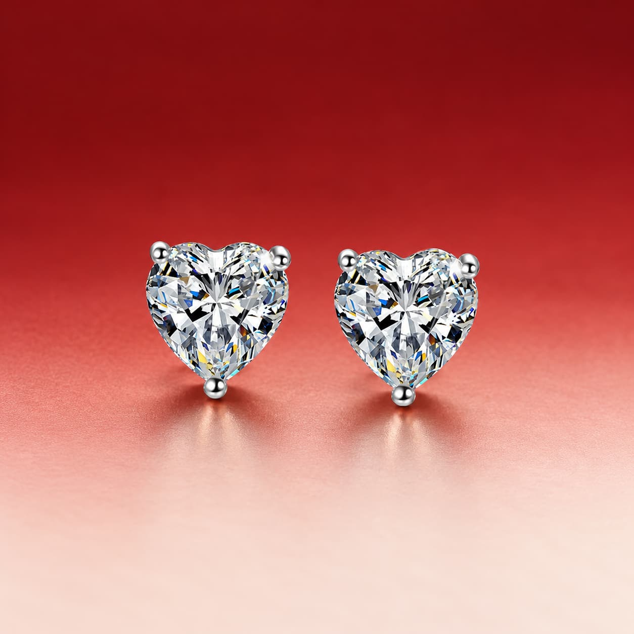 Luna Series · Heart-Cut Solitaire Stud Earrings — 925 Sterling Silver — image 1