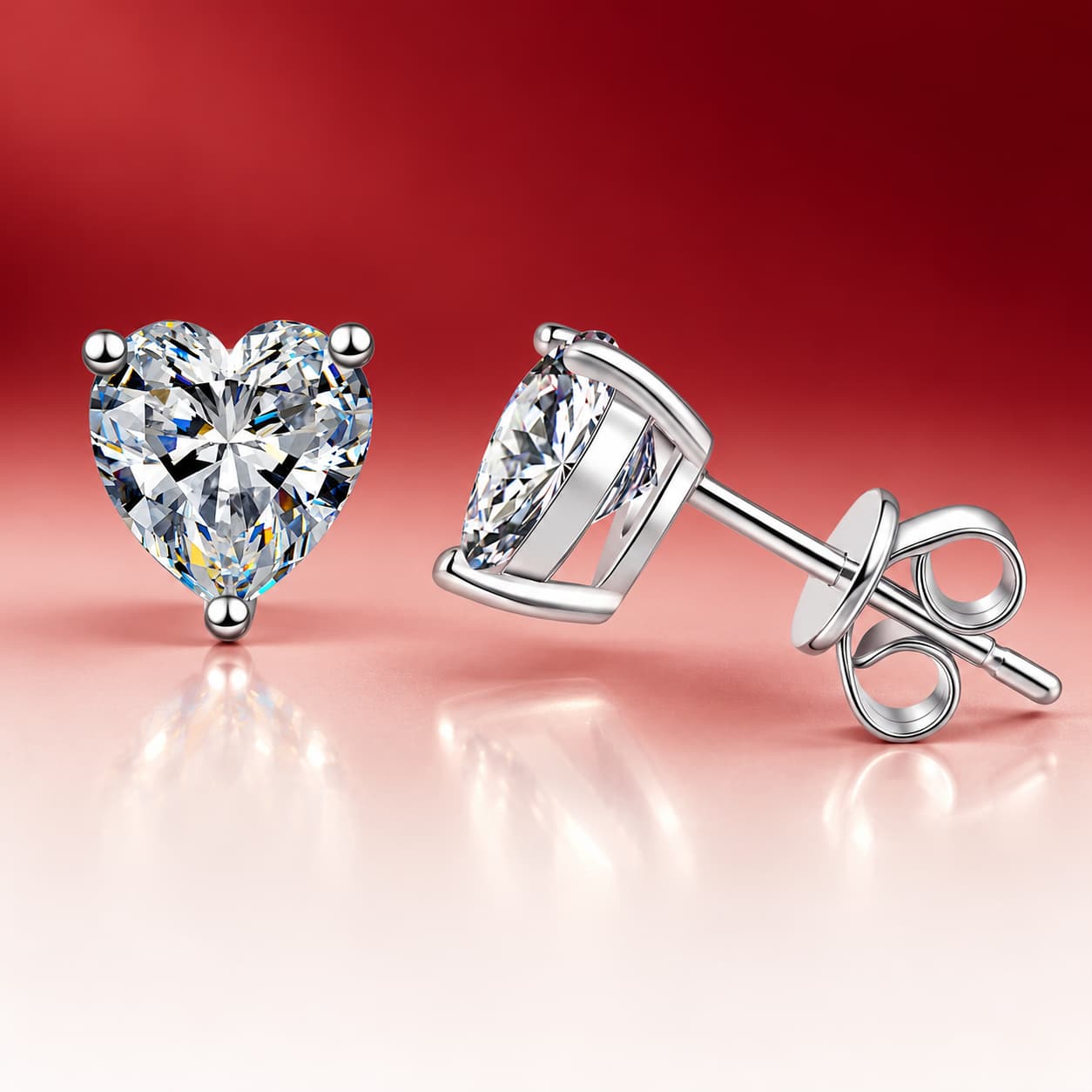 Luna Series · Heart-Cut Solitaire Stud Earrings — 925 Sterling Silver — image 4