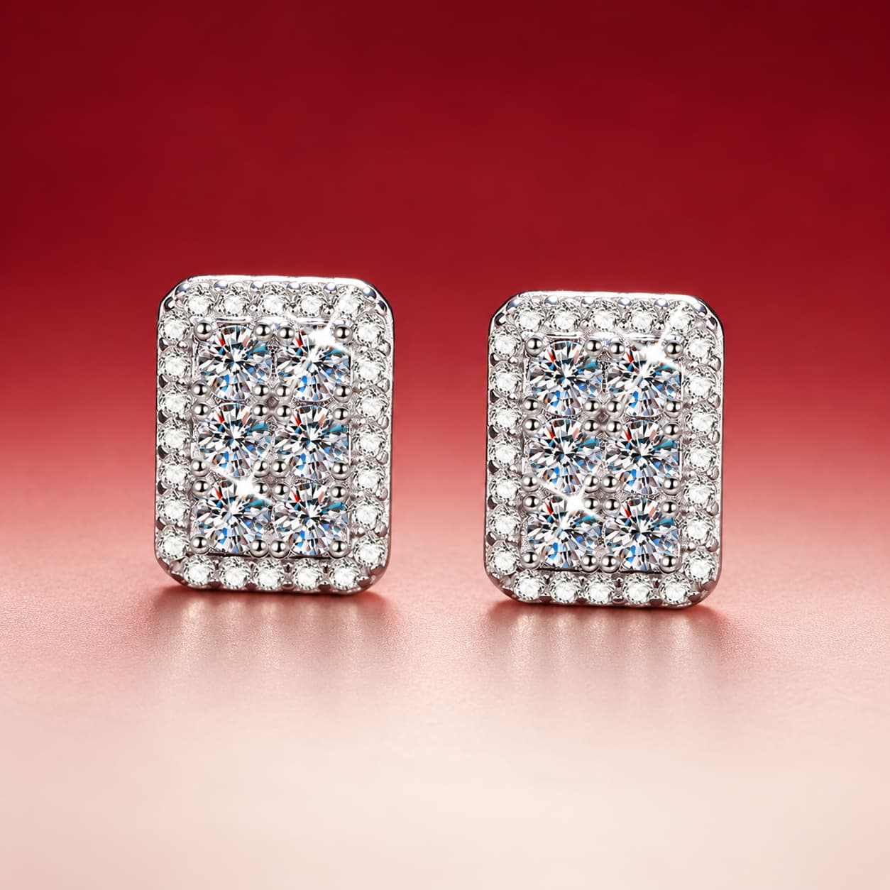 Luna Series · Cushion Pavé Stud Earrings — 925 Sterling Silver — image 1