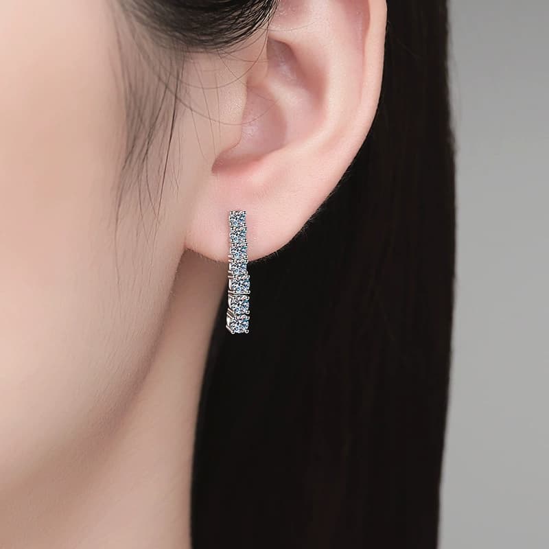 Luna Series · Pavé Bar Drop Stud Earrings — 925 Sterling Silver — image 2