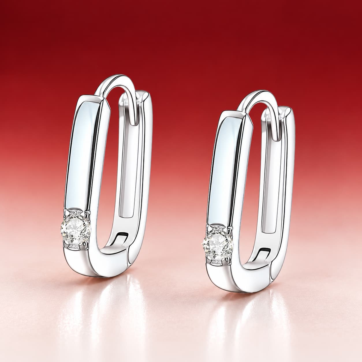 Luna Series · Geometric Huggie Earrings — 925 Sterling Silver — image 1