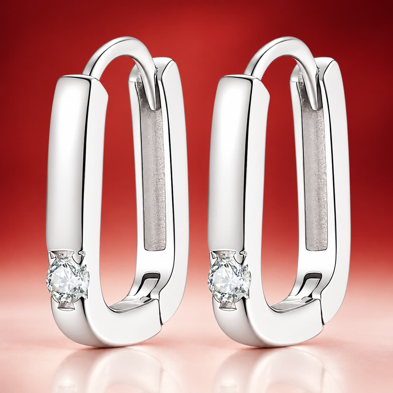 Luna Series · Geometric Huggie Earrings — 925 Sterling Silver — image 4