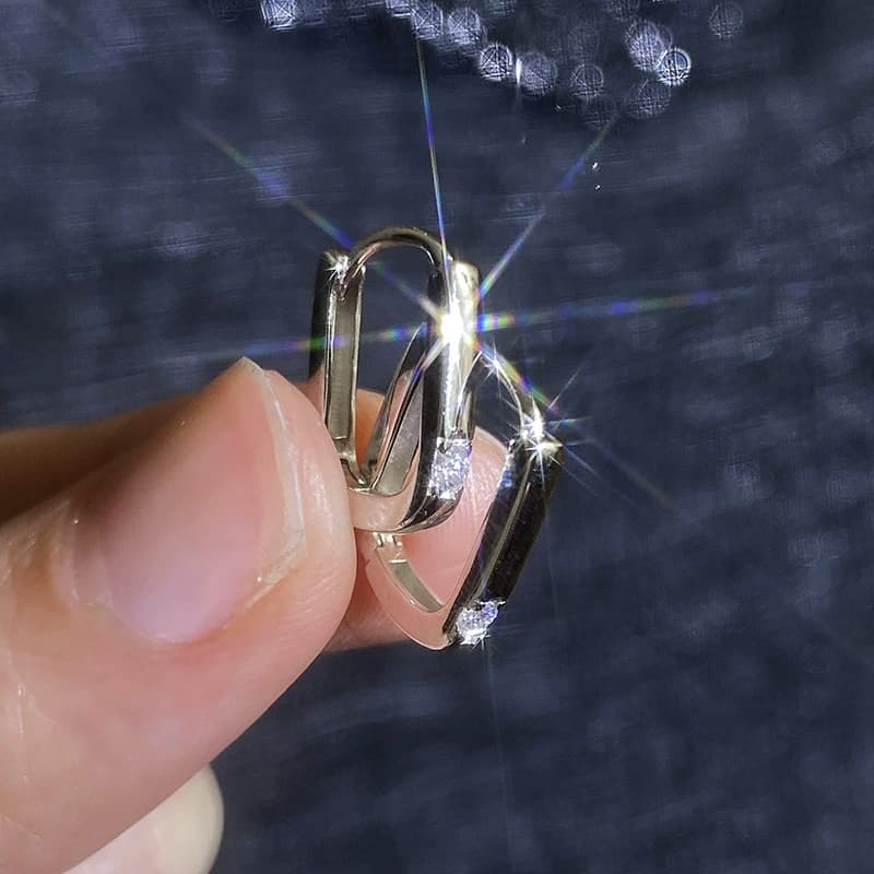 Luna Series · Geometric Huggie Earrings — 925 Sterling Silver — image 3