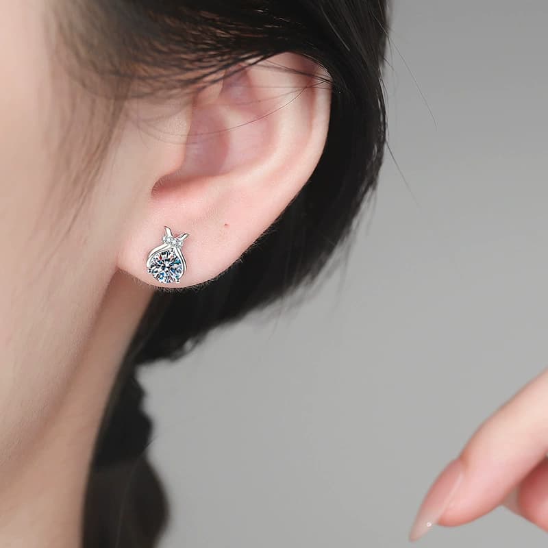 Luna Series · Bow-Accent Stud Earrings — 925 Sterling Silver — image 2