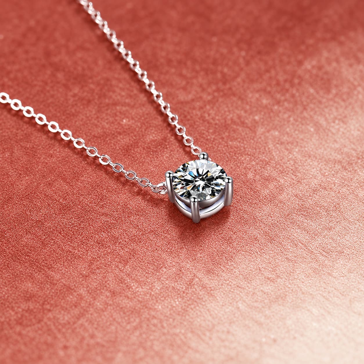 Luna Series · Minimalist Four-Prong Solitaire Pendant Necklace — Sterling Silver — image 3