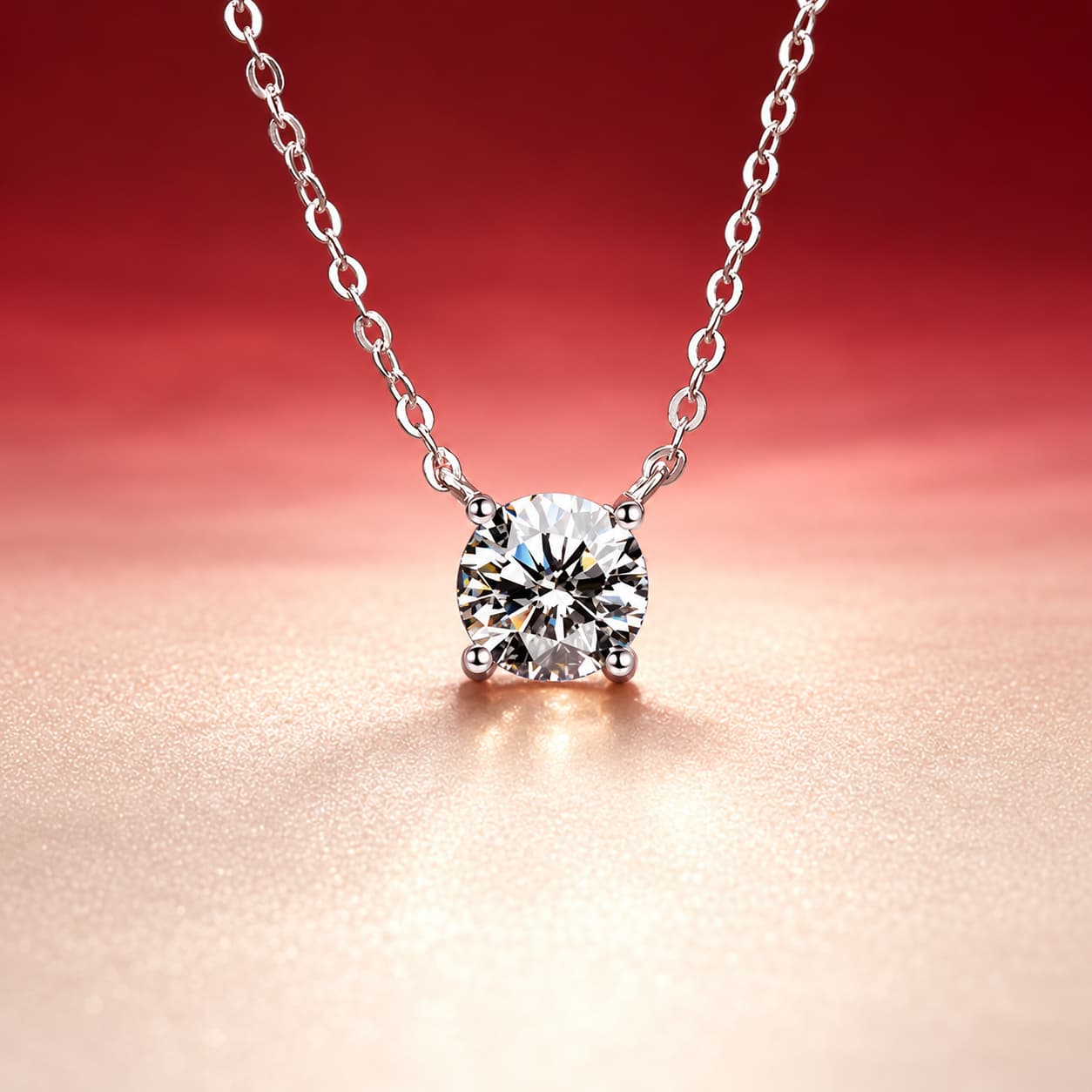 Luna Series · Minimalist Four-Prong Solitaire Pendant Necklace — Sterling Silver — image 1