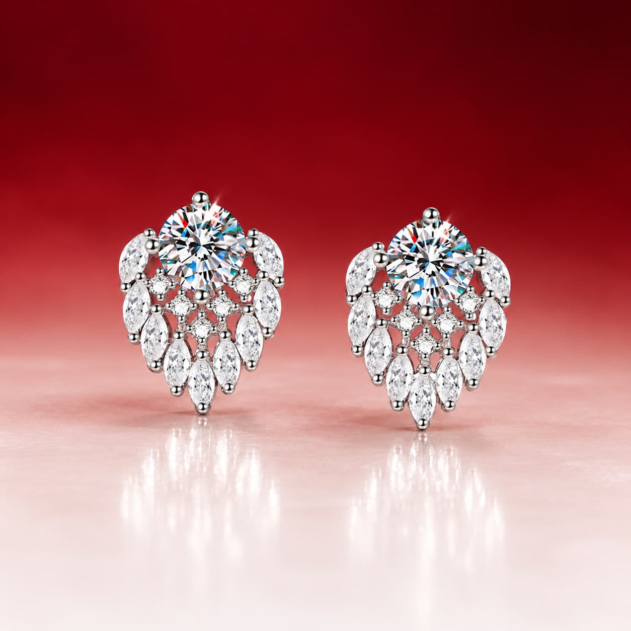 Luna Series · Leaf-Cluster Stud Earrings — 925 Sterling Silver — image 1