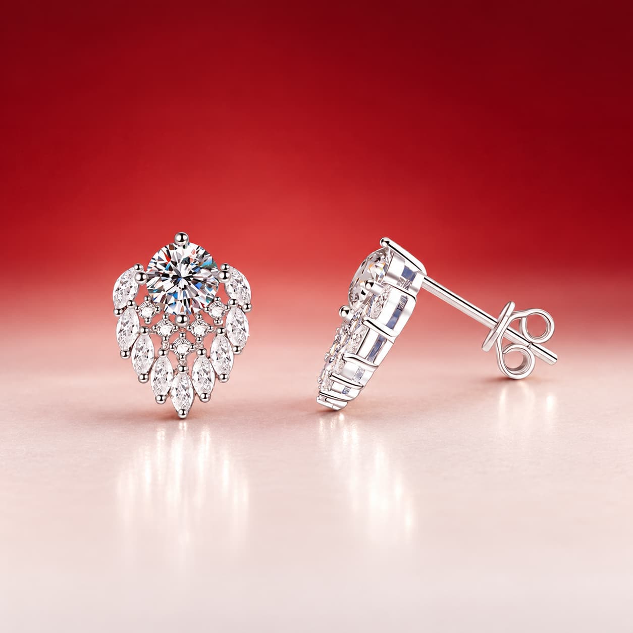 Luna Series · Leaf-Cluster Stud Earrings — 925 Sterling Silver — image 3