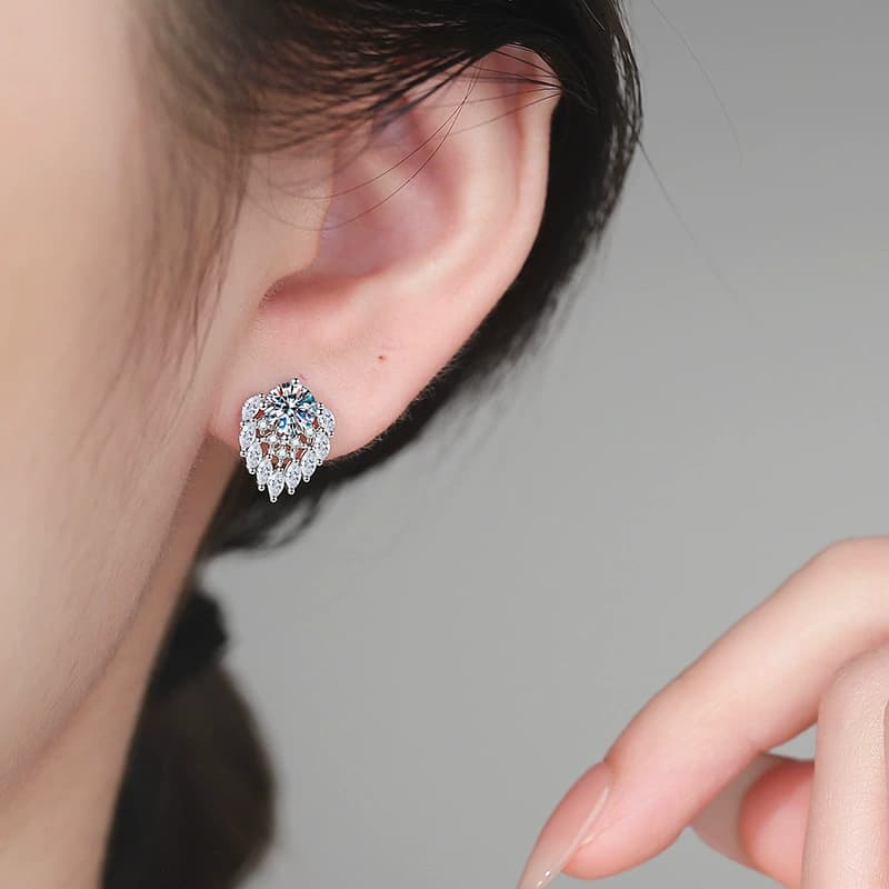 Luna Series · Leaf-Cluster Stud Earrings — 925 Sterling Silver — image 2