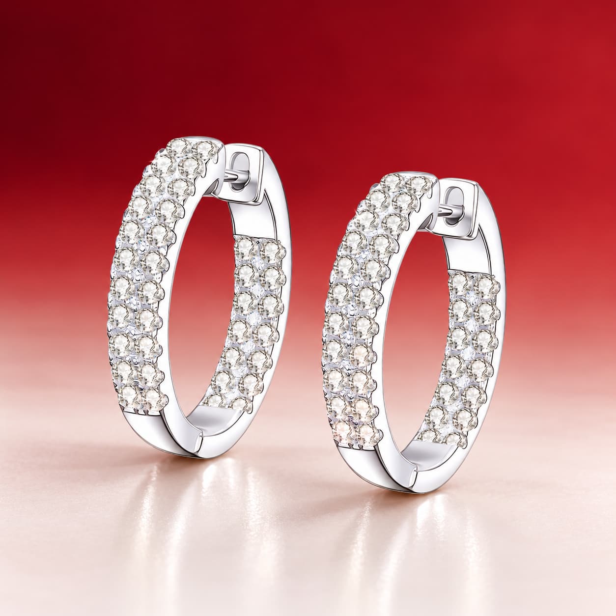 Luna Series · Pavé Oval Huggie Earrings — 925 Sterling Silver — image 1
