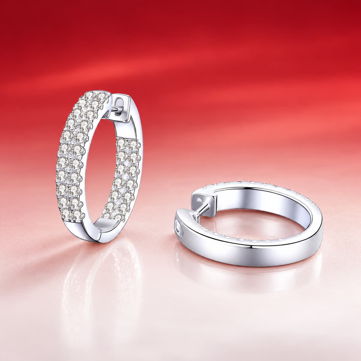Luna Series · Pavé Oval Huggie Earrings — 925 Sterling Silver — image 3