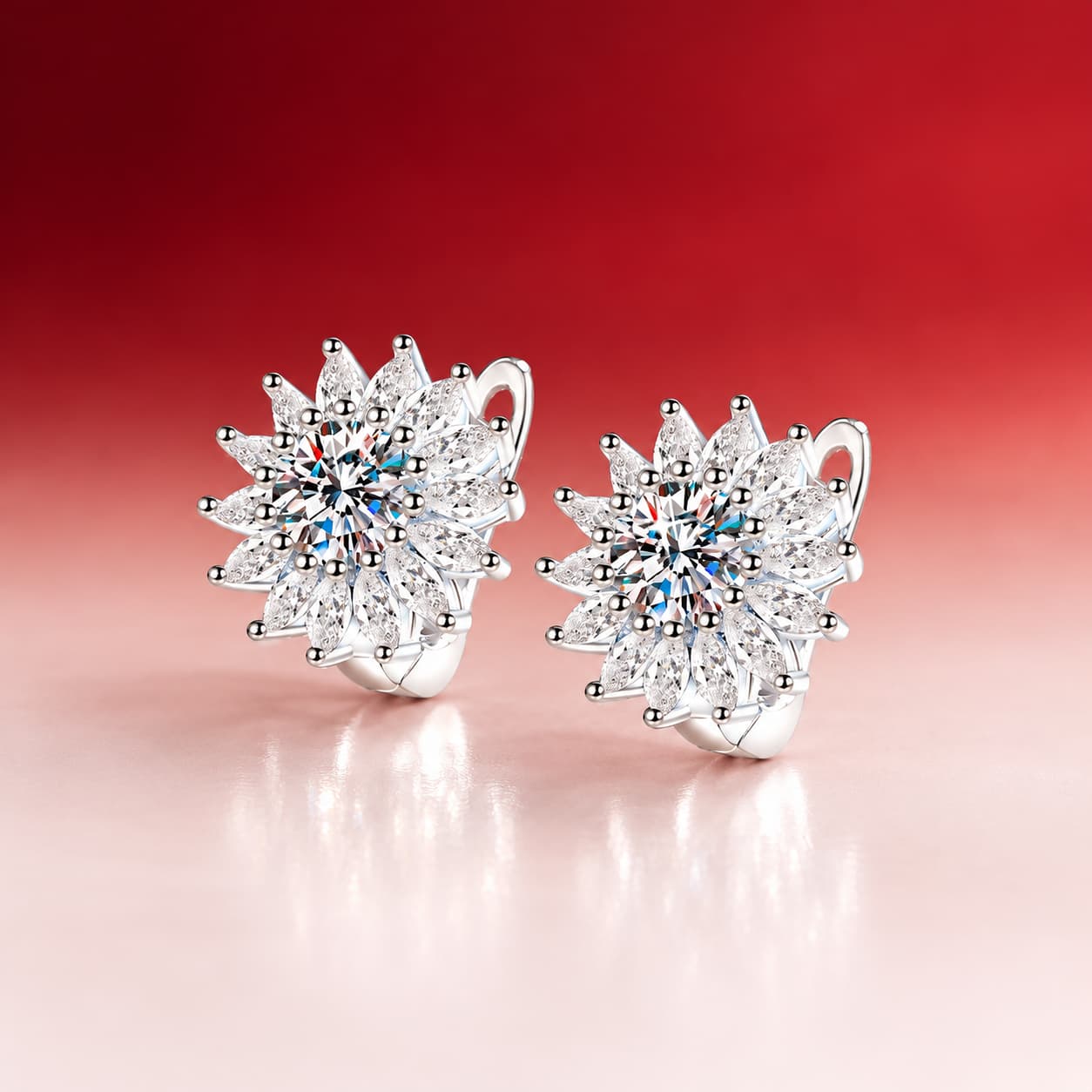 Luna Series · Sunburst Huggie Earrings — 925 Sterling Silver — image 1
