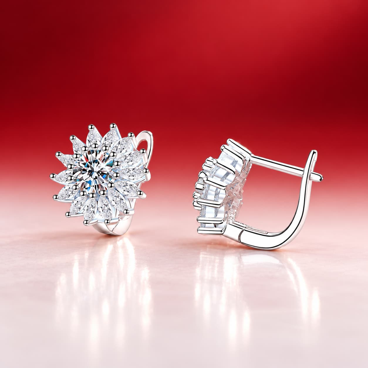 Luna Series · Sunburst Huggie Earrings — 925 Sterling Silver — image 3