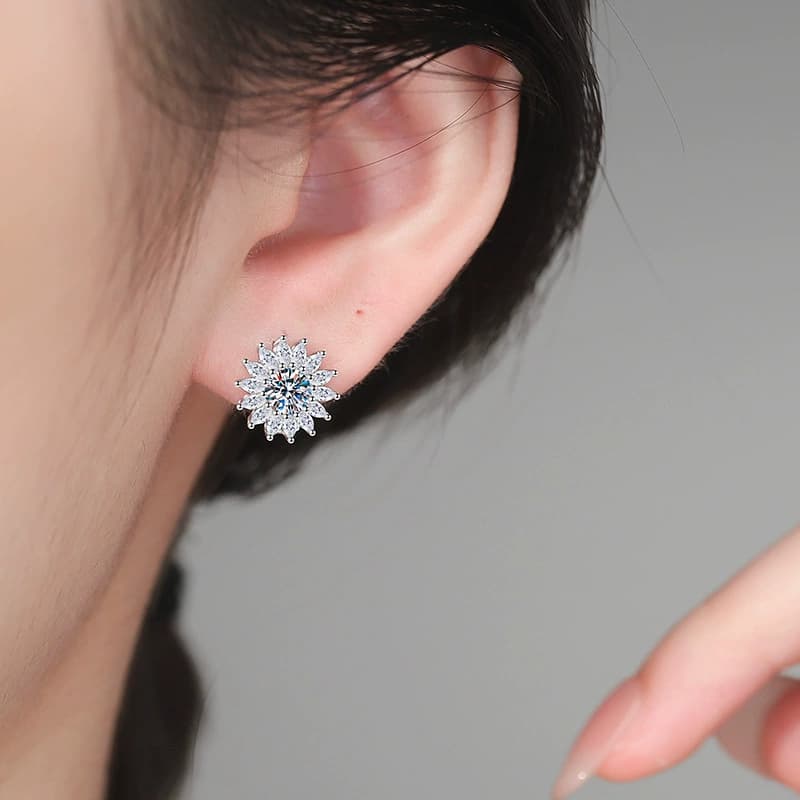Luna Series · Sunburst Huggie Earrings — 925 Sterling Silver — image 2