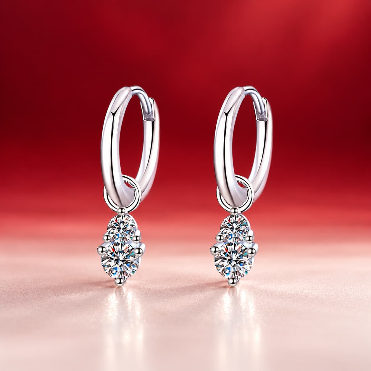 Luna Series · Teardrop Charm Huggie Earrings — 925 Sterling Silver — image 1