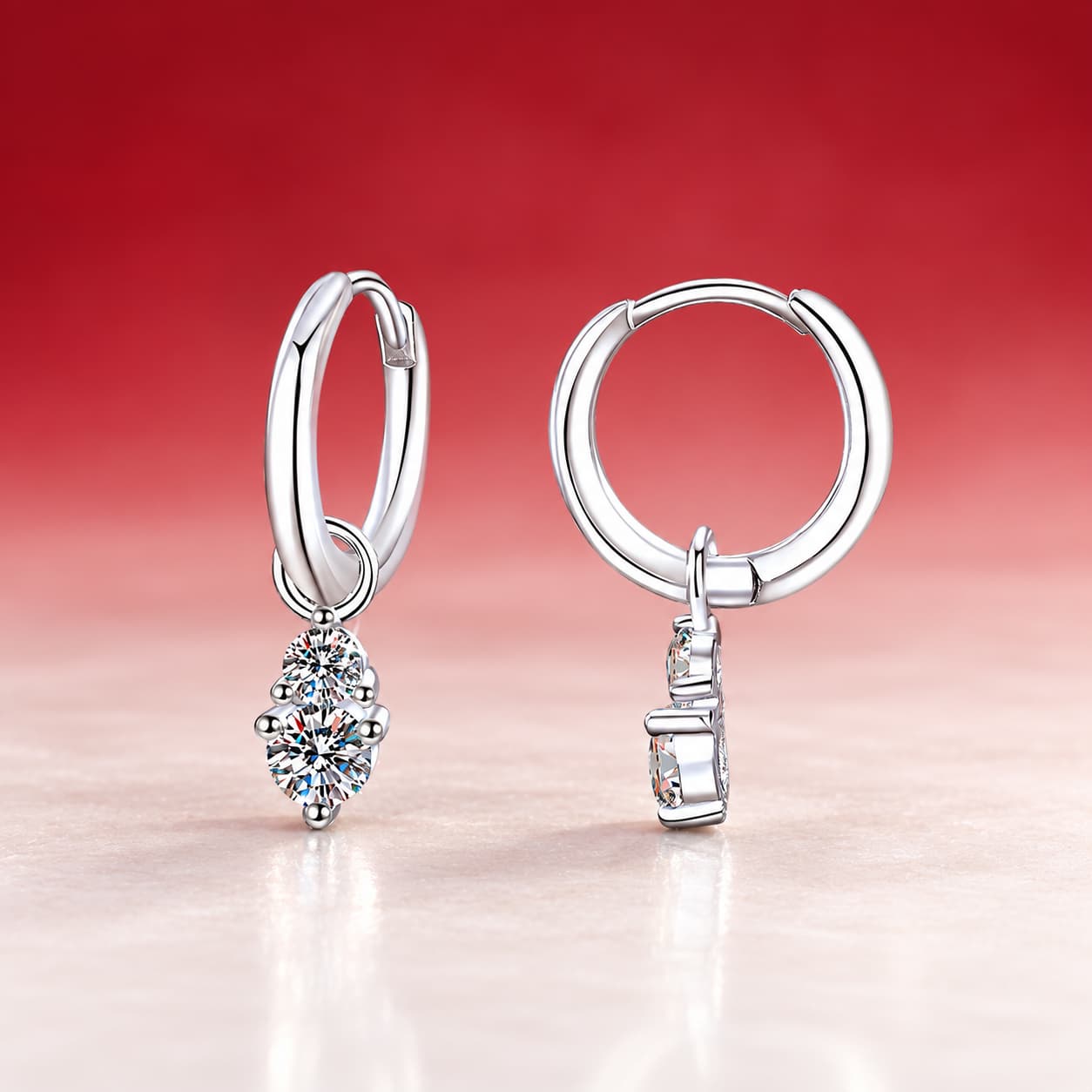 Luna Series · Teardrop Charm Huggie Earrings — 925 Sterling Silver — image 3