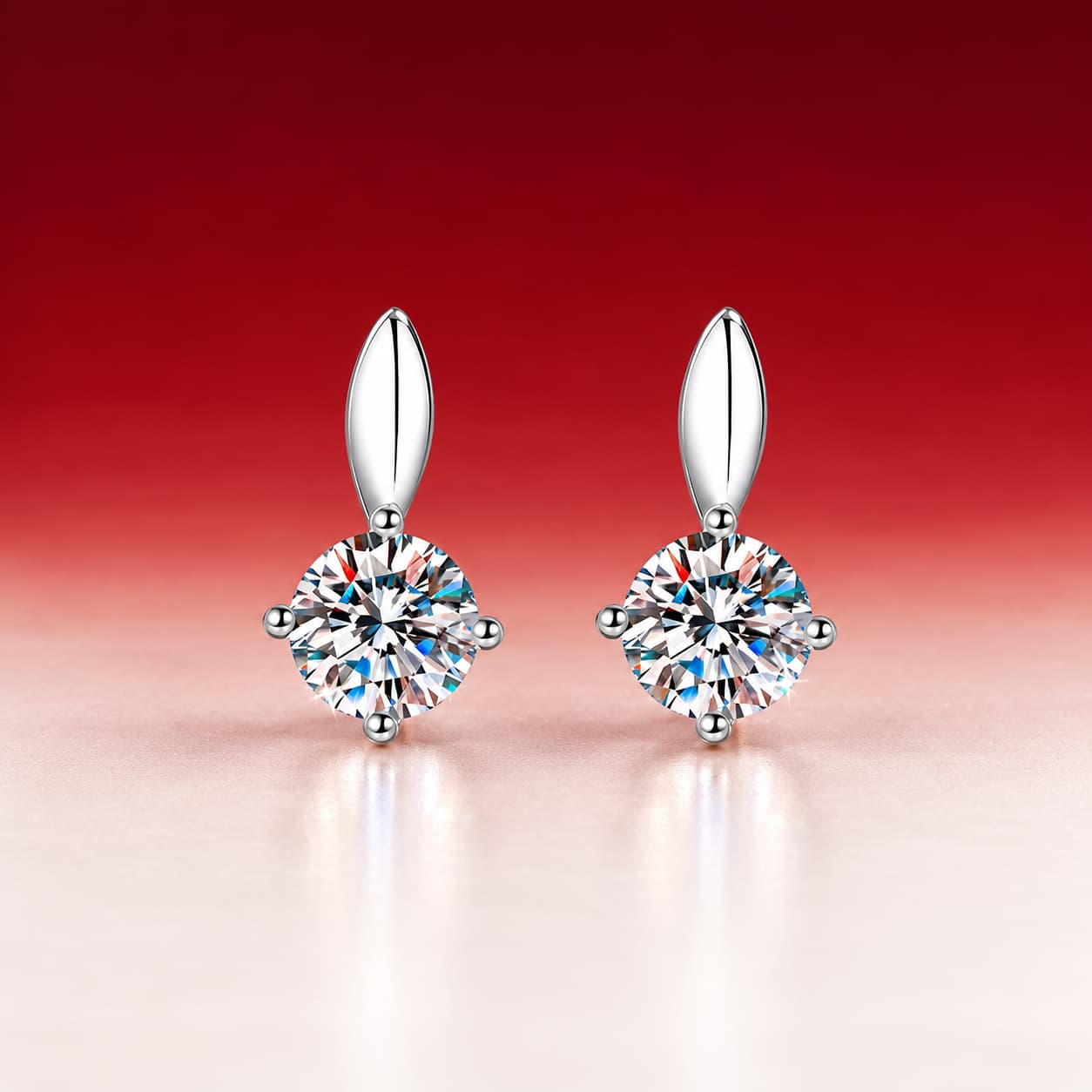 Luna Series · Marquise-Top Halo Stud Earrings — 925 Sterling Silver — image 1