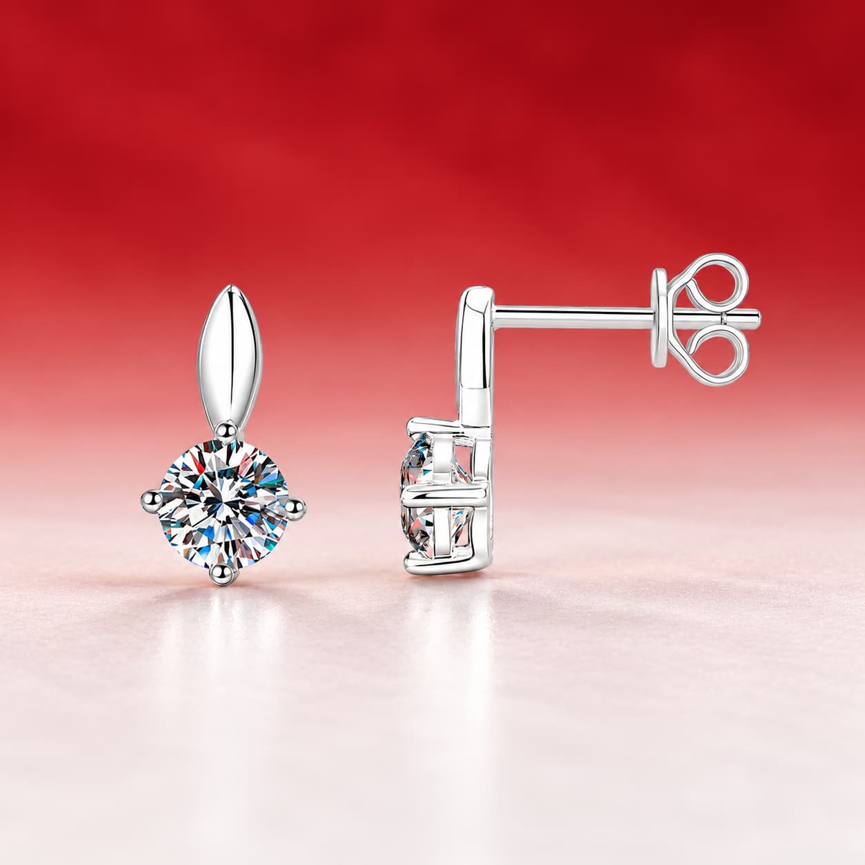 Luna Series · Marquise-Top Halo Stud Earrings — 925 Sterling Silver — image 3