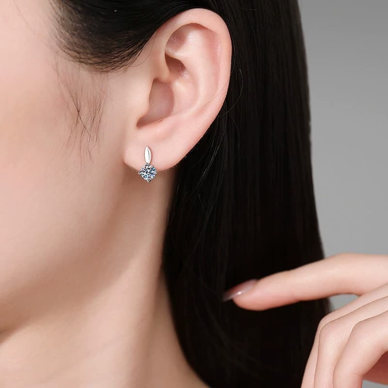 Luna Series · Marquise-Top Halo Stud Earrings — 925 Sterling Silver — image 2