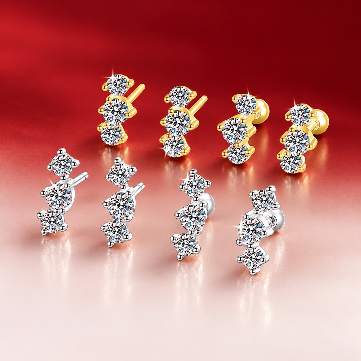 Luna Series · Mini Pavé Bar Stud Earrings — 925 Sterling Silver — image 1
