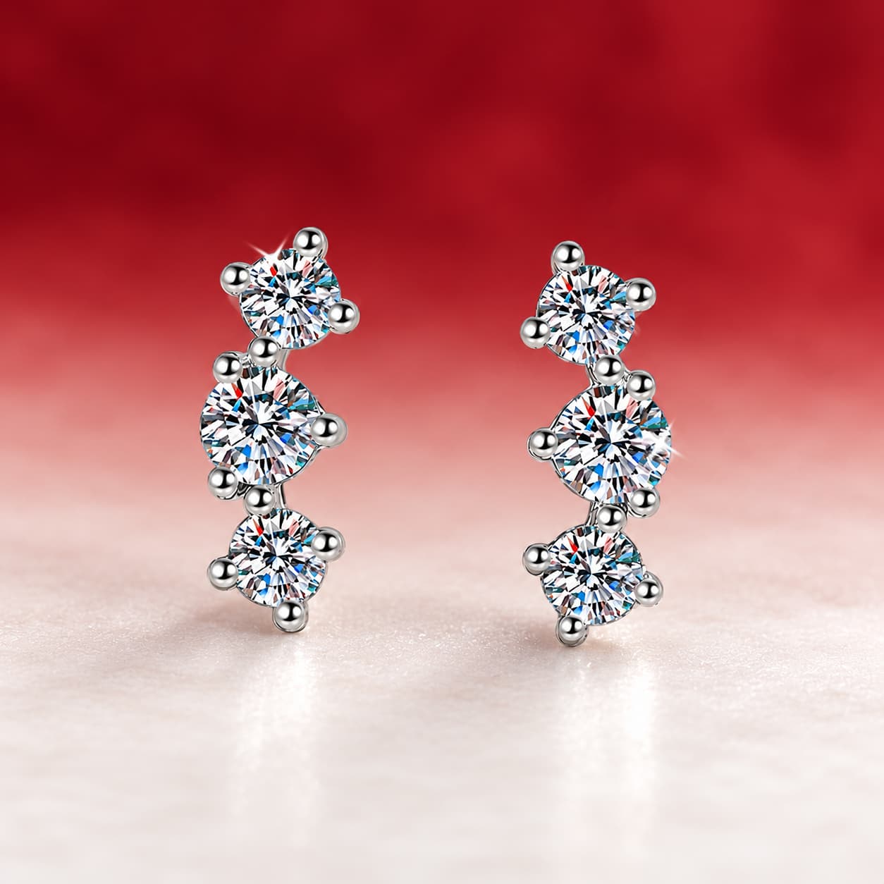 Luna Series · Mini Pavé Bar Stud Earrings — 925 Sterling Silver — image 3