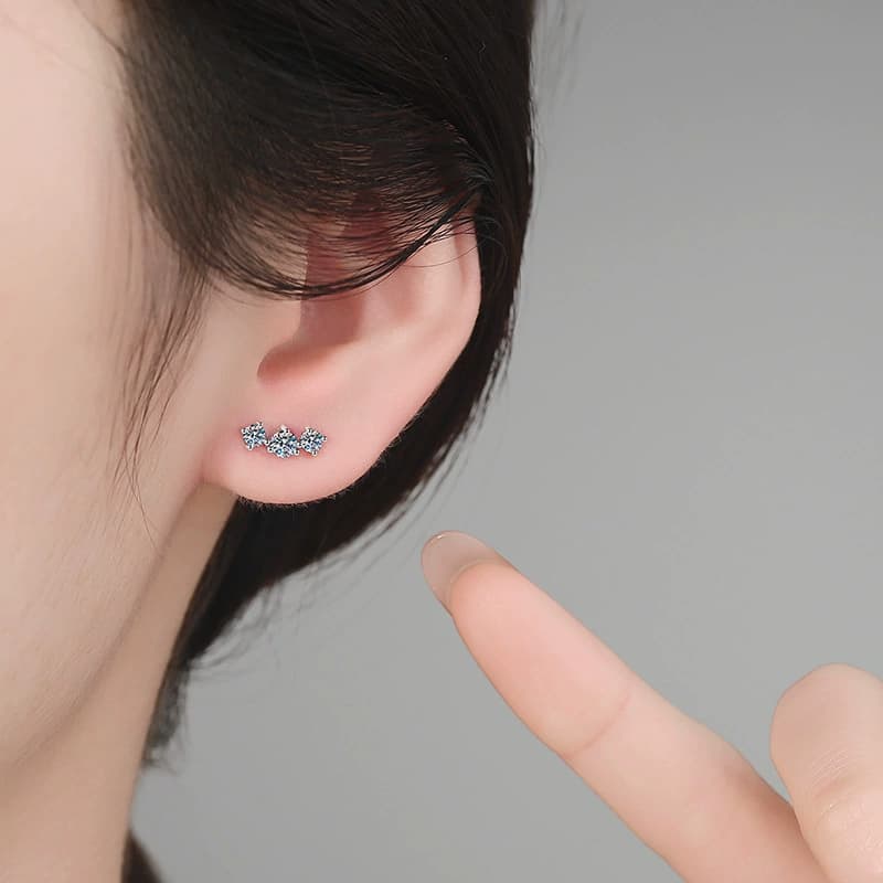 Luna Series · Mini Pavé Bar Stud Earrings — 925 Sterling Silver — image 2