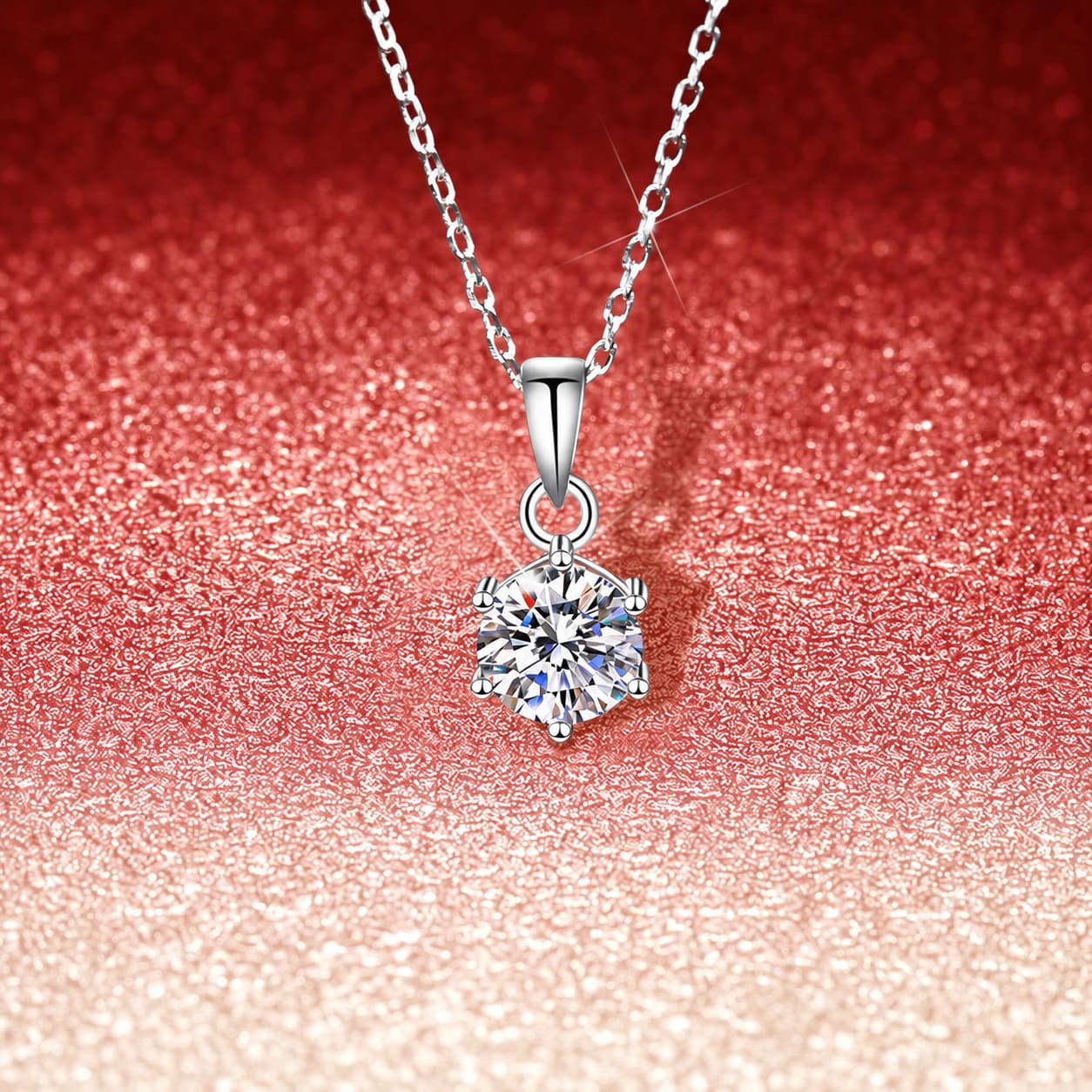Luna Series · Six-Prong Solitaire Pendant Necklace — Sterling Silver — image 3