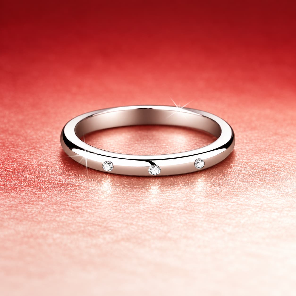 Luna Series · Three-Stone Line Ring — 925 Sterling Silver — image 3