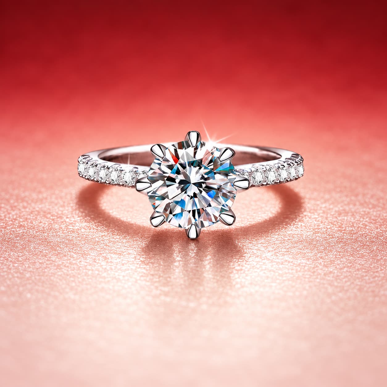 Luna Series · Raised Solitaire Ring with Pavé Shoulders — 925 Sterling Silver — image 3