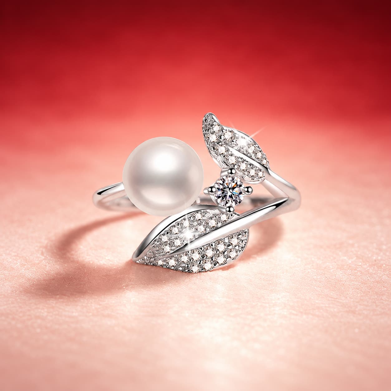 Luna Series · Freshwater Pearl and Moissanite Ring — 925 Sterling Silver — image 1