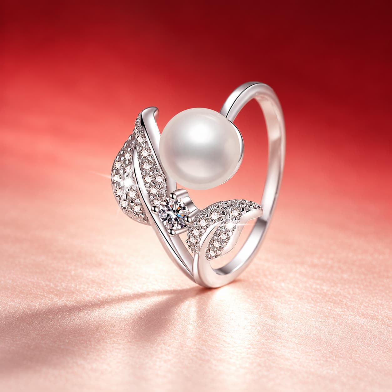 Luna Series · Freshwater Pearl and Moissanite Ring — 925 Sterling Silver — image 3
