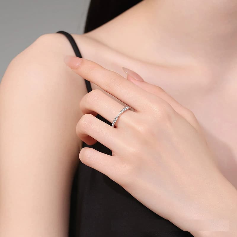 Luna Series · Slim Pavé Band Ring — 925 Sterling Silver — image 2