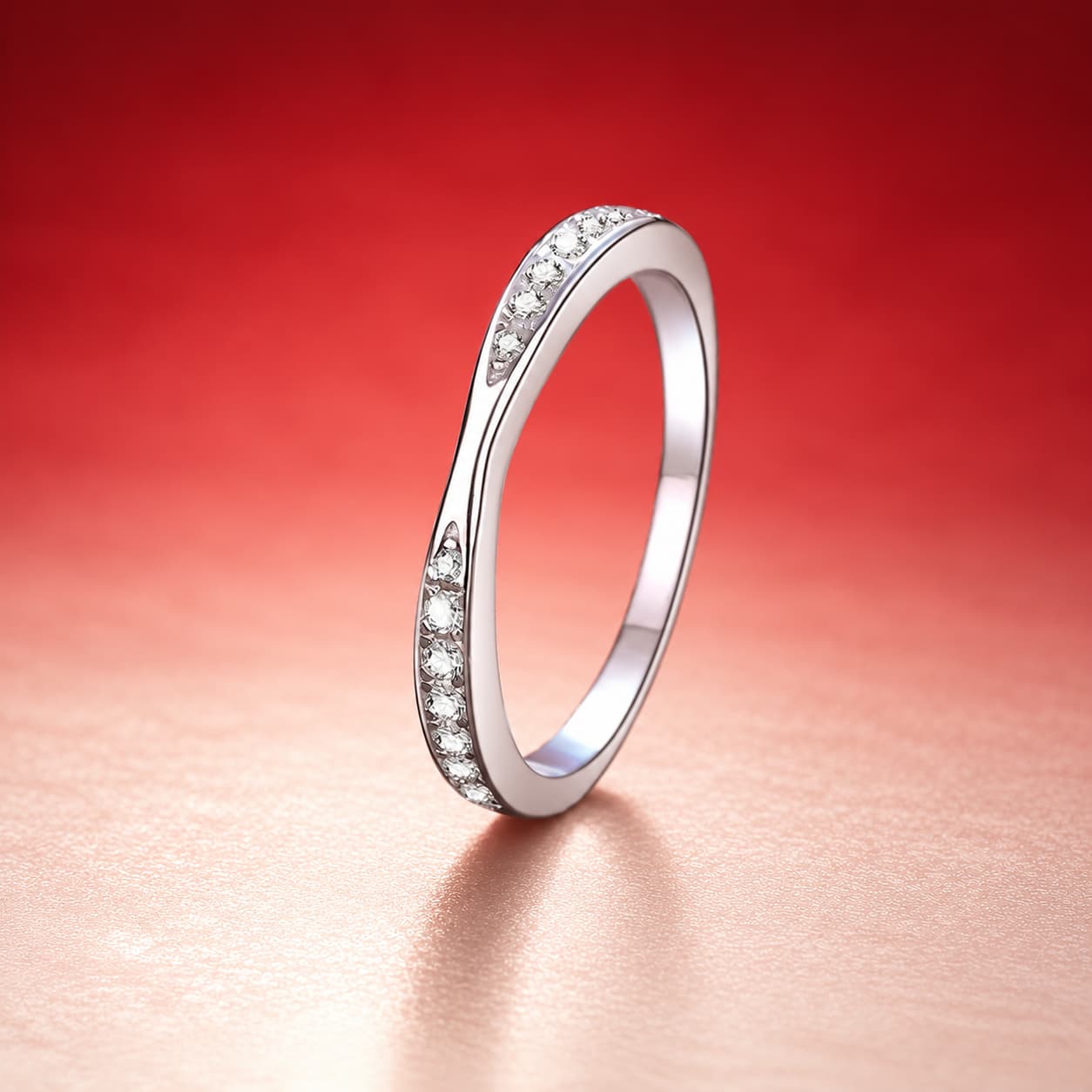 Luna Series · Slim Pavé Band Ring — 925 Sterling Silver — image 1