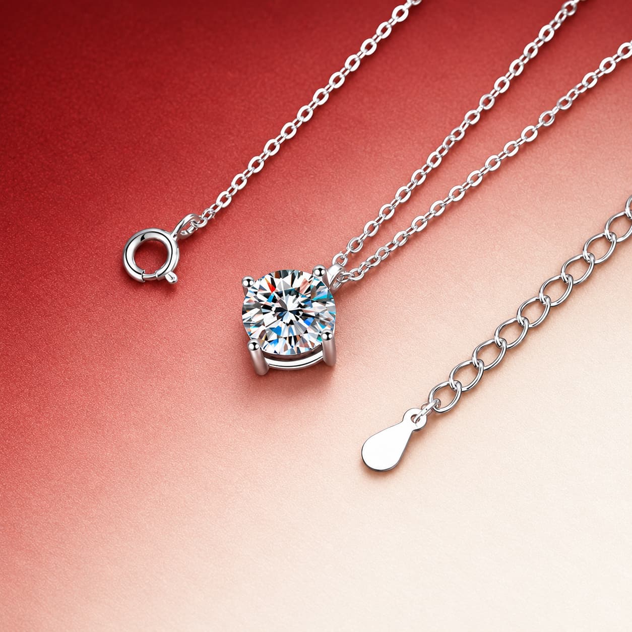 Luna Series · Four-Prong Solitaire Necklace — Sterling Silver — image 3