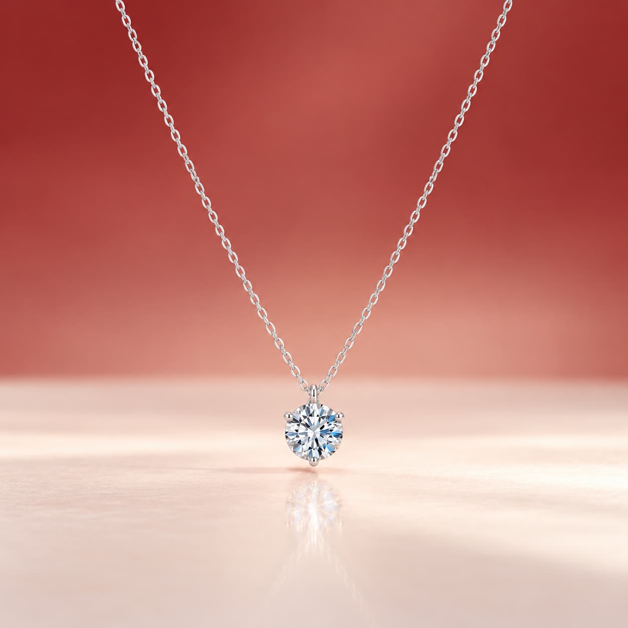 Luna Series · Four-Prong Solitaire Necklace — Sterling Silver — image 1