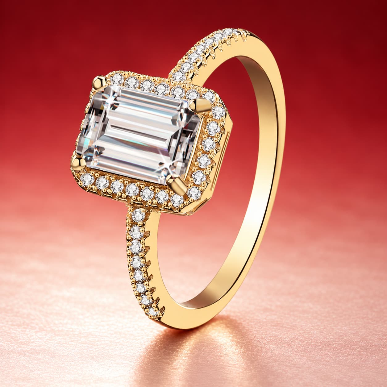 Luna Series · Emerald-Cut Halo Ring — 925 Sterling Silver — image 1