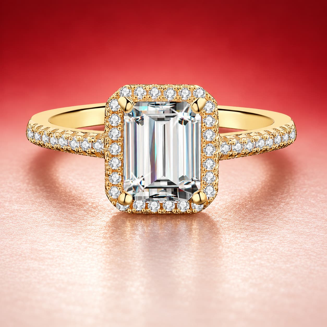 Luna Series · Emerald-Cut Halo Ring — 925 Sterling Silver — image 3