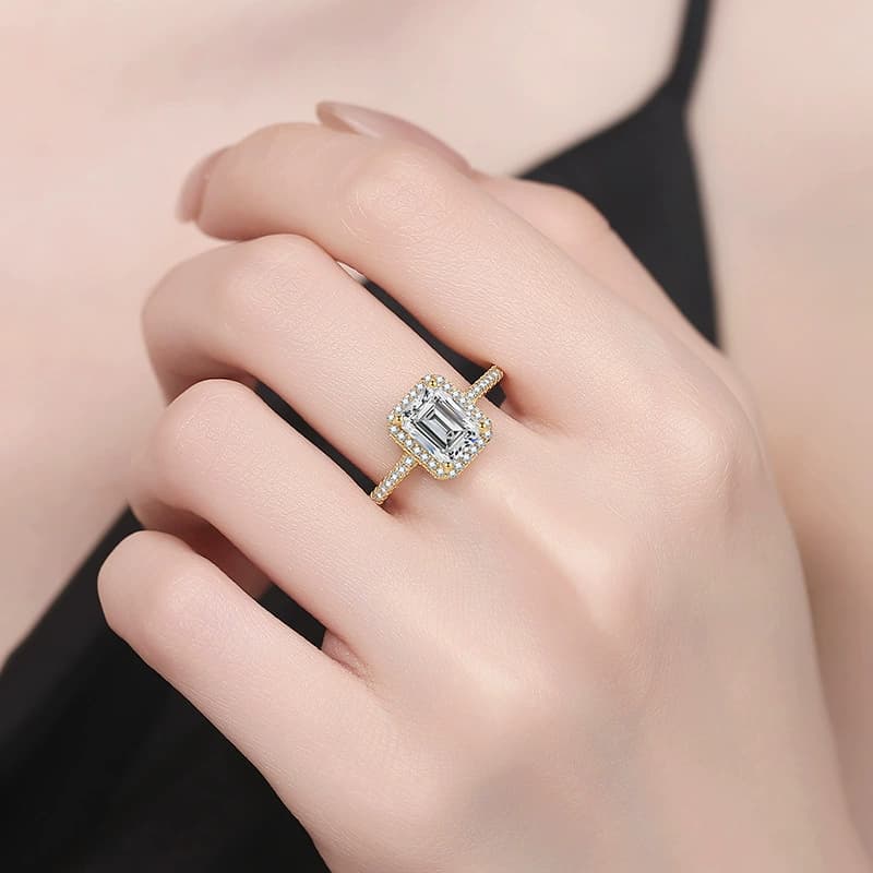 Luna Series · Emerald-Cut Halo Ring — 925 Sterling Silver — image 2
