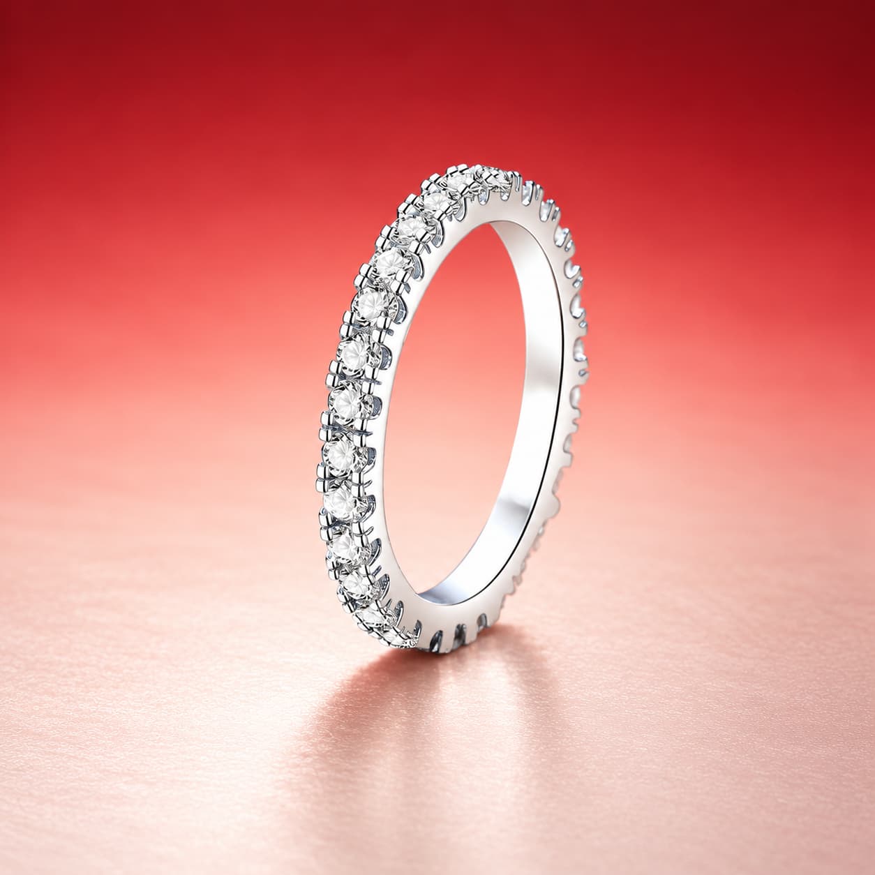 Luna Series · Round Pavé Eternity Band — 925 Sterling Silver — image 1